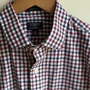 J. Crew Red and White Casual Button Down Shirt